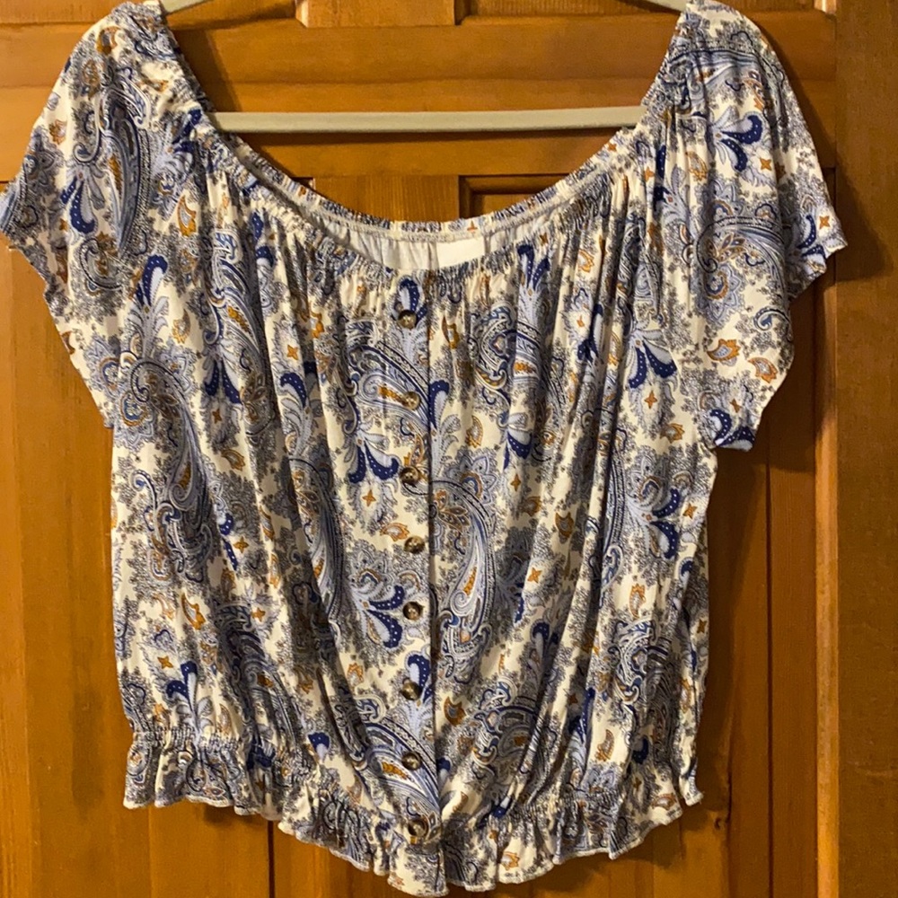 Cropped paisley print blouse